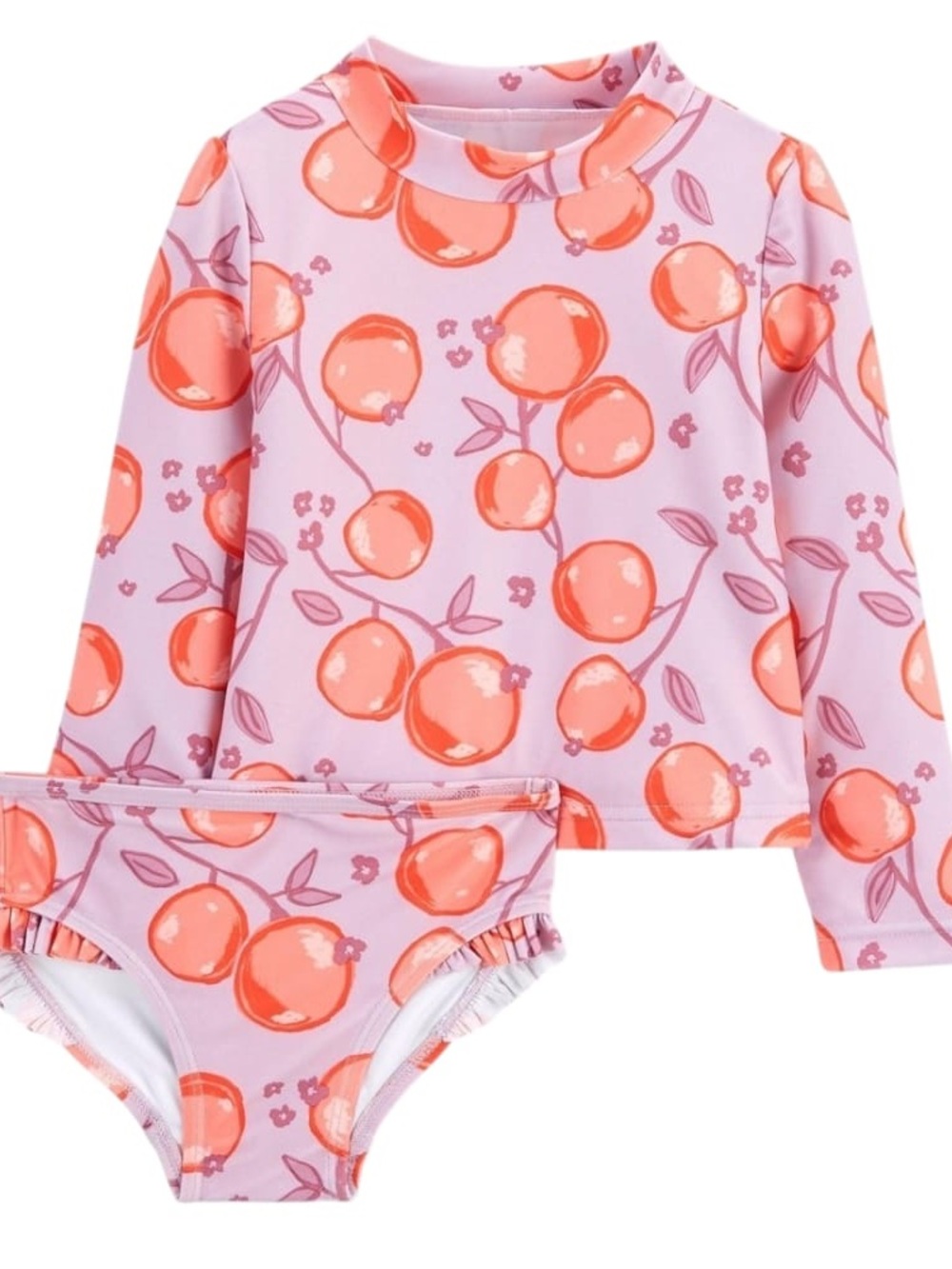 Carter's Pink and Orange Peach Print Long-Sleeve Rashguard Set